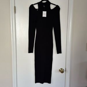 Forever 21 peep shoulder knit long sleeve dress